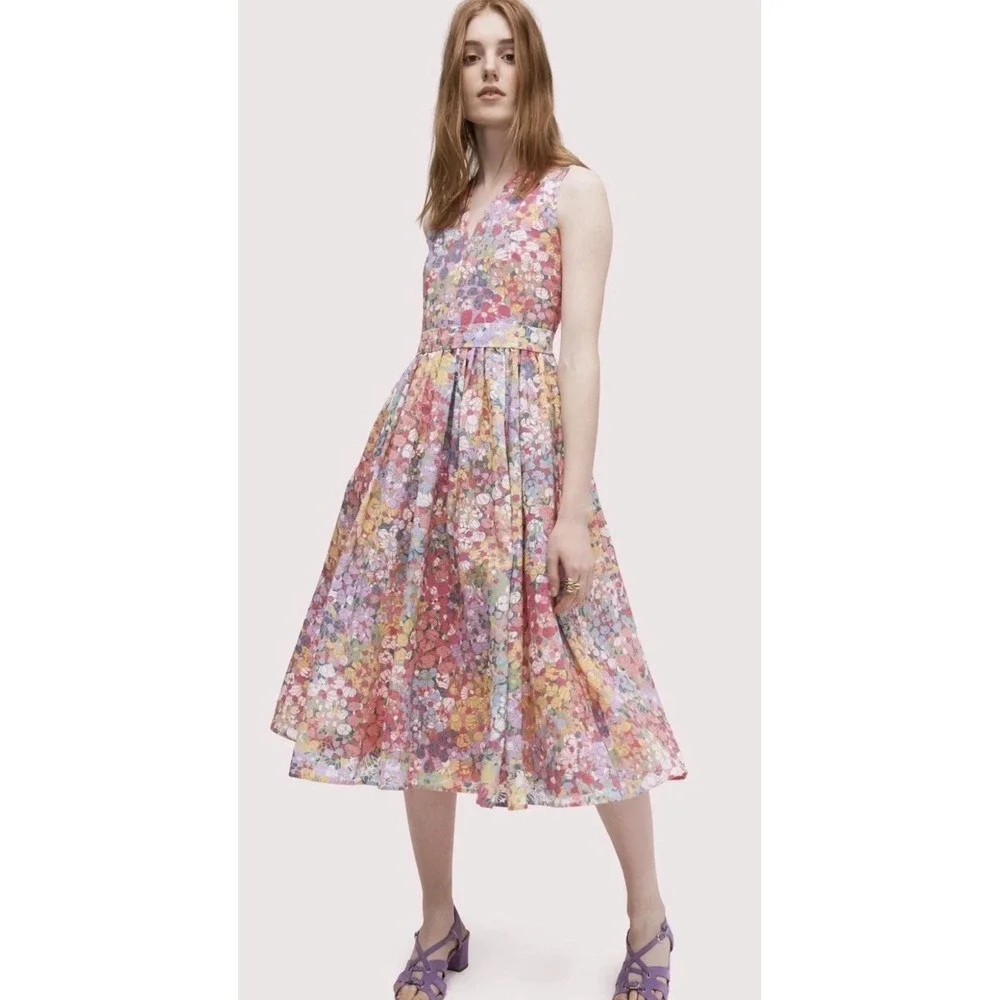Kate Spade Pink Floral Sleeveless Burnout Dress Size O